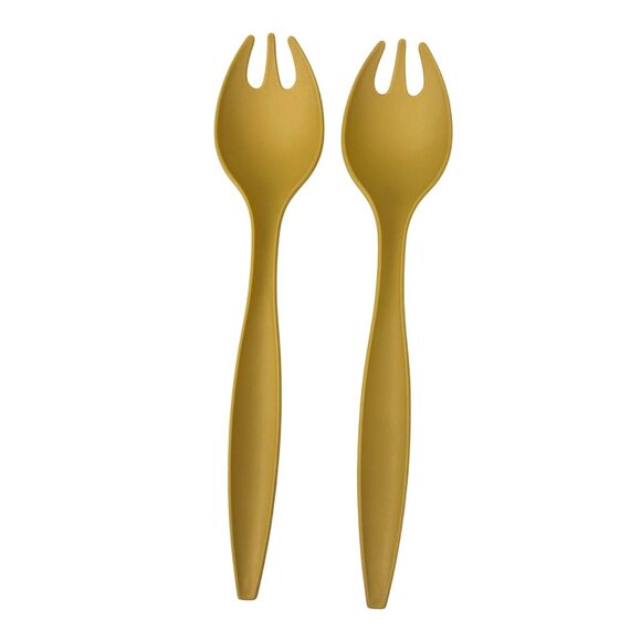 Tupperware Set of 2 Salad Serving Forks Golden Harvest Yellow Plastic Vintage - Picture 2 of 13